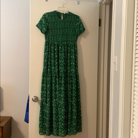 zara green floral maxi dress